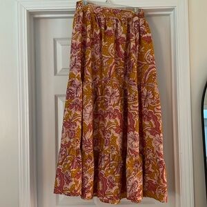 B.O.G Collective long pink and yellow floral skirt.